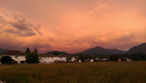 Orange clouds over the mountains