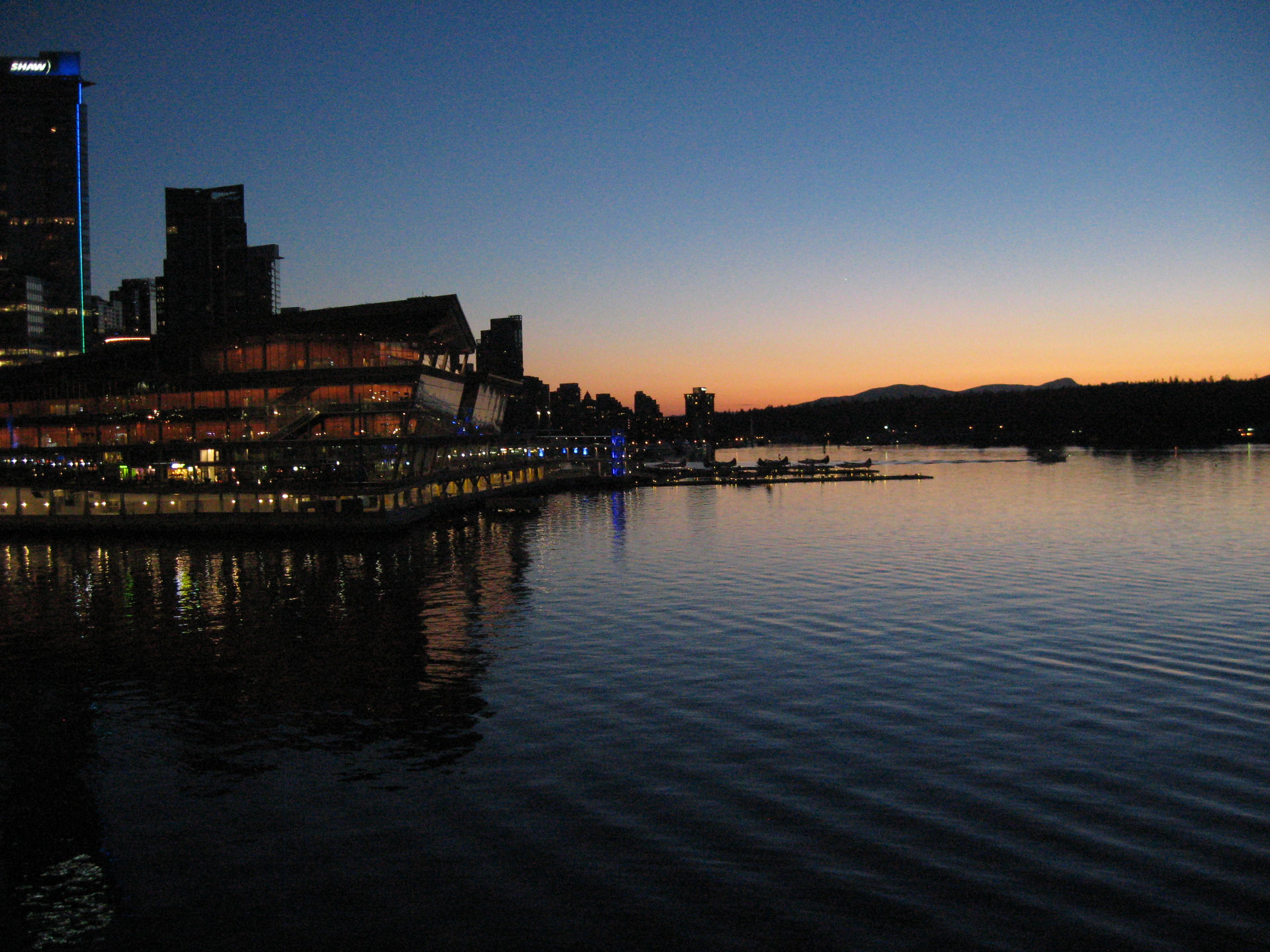 Waterfront Trade and Convention Centre at dusk