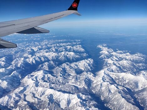 Air Canada 737 Max Wing View over the North Cascade Mountains in Washington State.M