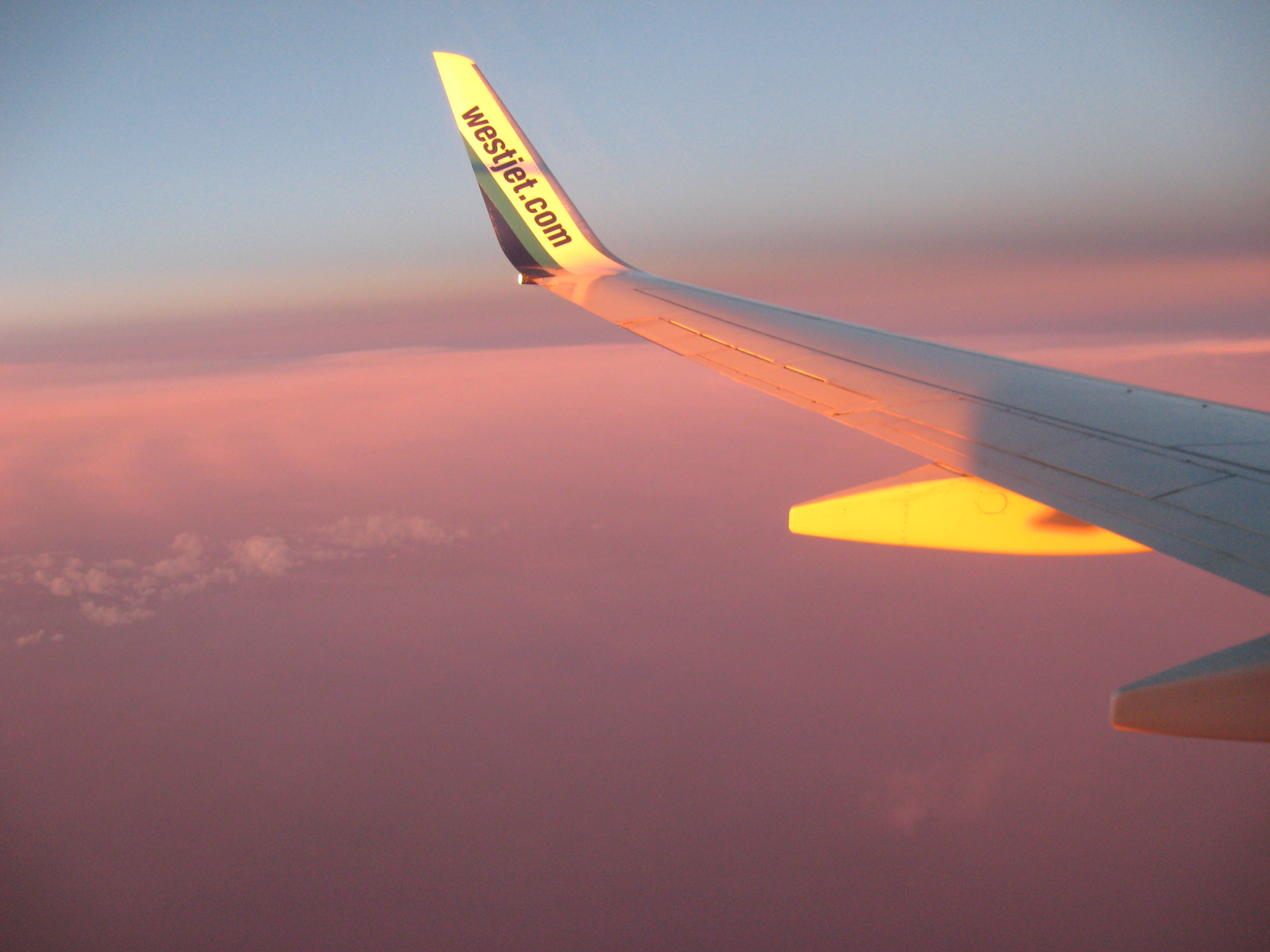 Pink Sunset from a Plane