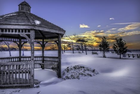 Weathered Gazebo in the Snow